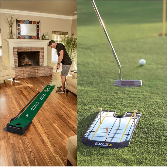 Indoor Putting Mat - Golf Trainingsmat - Nauwkeurigheid Verbeteren - Automatische Balterugkeer - 9 x 16 inch - Groen — afbeelding 2