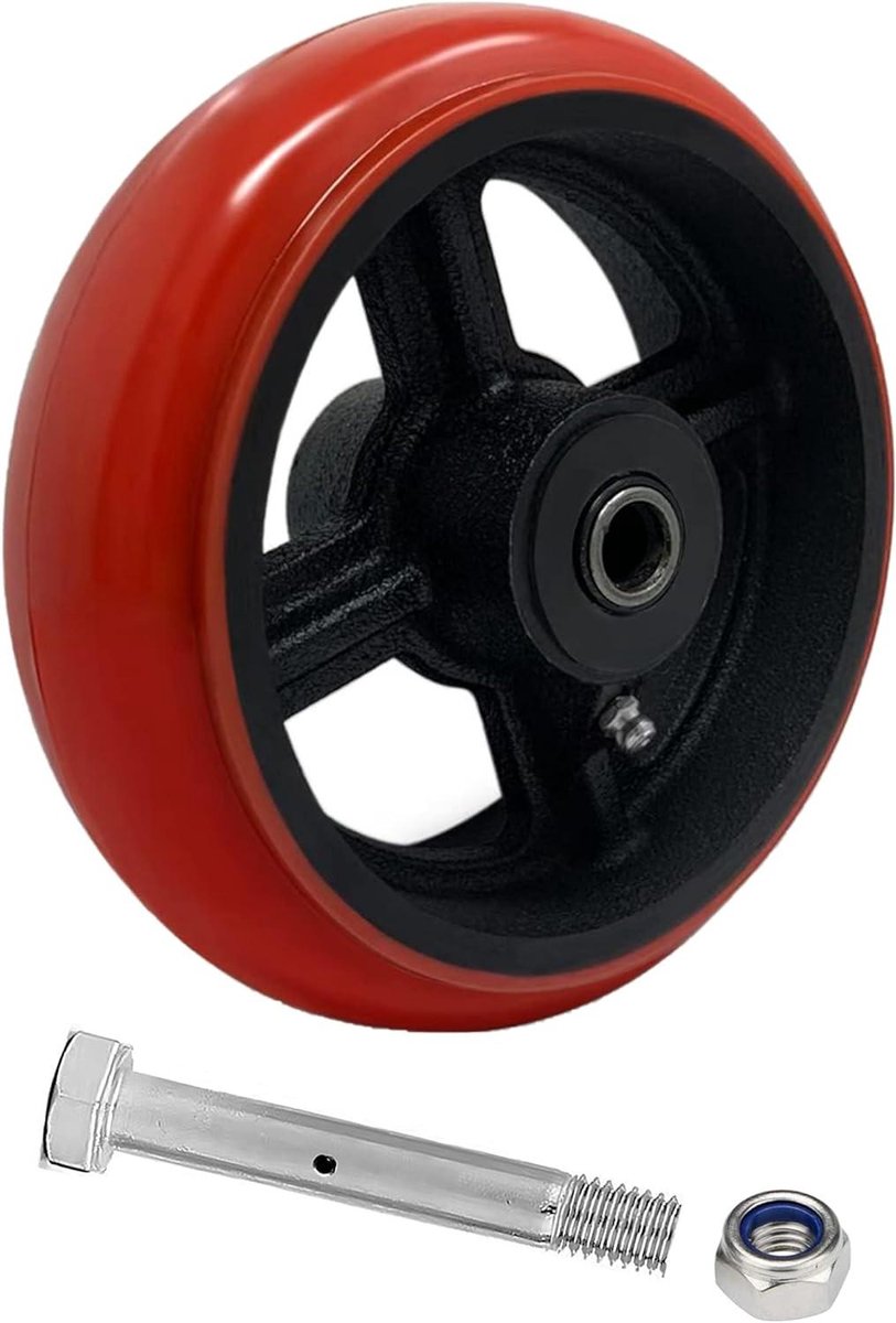 Industriële PU-wielen - Zwenkwielen zwaar - Transport vergemakkelijken - Hoge slijtvastheid - 152 x 51 cm - Rood
