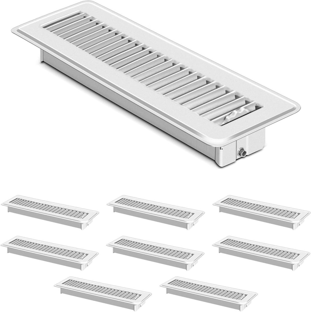 Vloerventilatieroosters - Vloerroosters Ventilatie - Luchtstroom Regelen - Roestvrije Afwerking - 51 x 305 cm - Wit