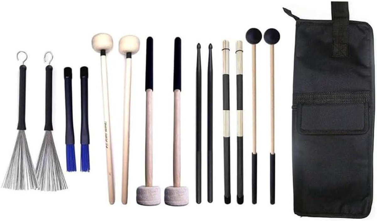 Drumstok Tas - Mallet Bag - Drummen Oefenen - Inclusief 7 Paar Accessoires - 46 x 38 cm - Zwart