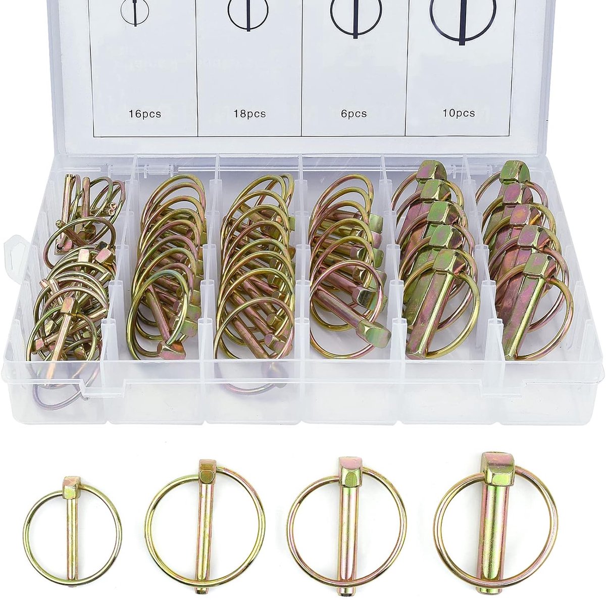 Pack of 50 Folding Chips - Assorted - 4 Sizes of Folding Studs - Assortment Bolts - 4.5-6-8-11 mm Car Bolts for Securing Lock Bolts - Splint Folding Plug