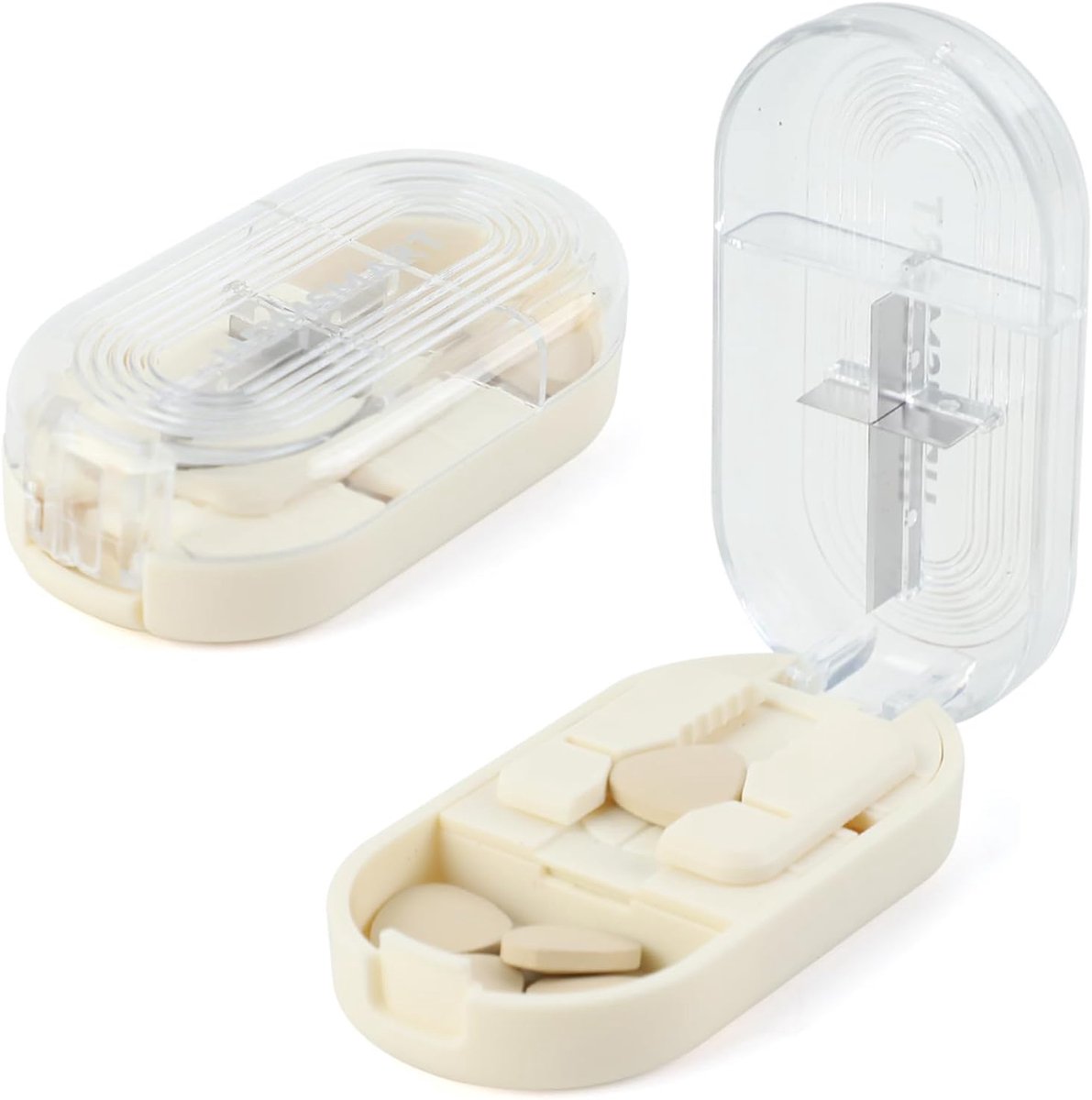 Tablet Divider - Tablet Cutter - Multifunctionele Medicijn Snijder - Draagbaar - Geschikt voor Alle Tabletten - 1 in 2 - 1 in 4 - Medicijn Doos (Wit)