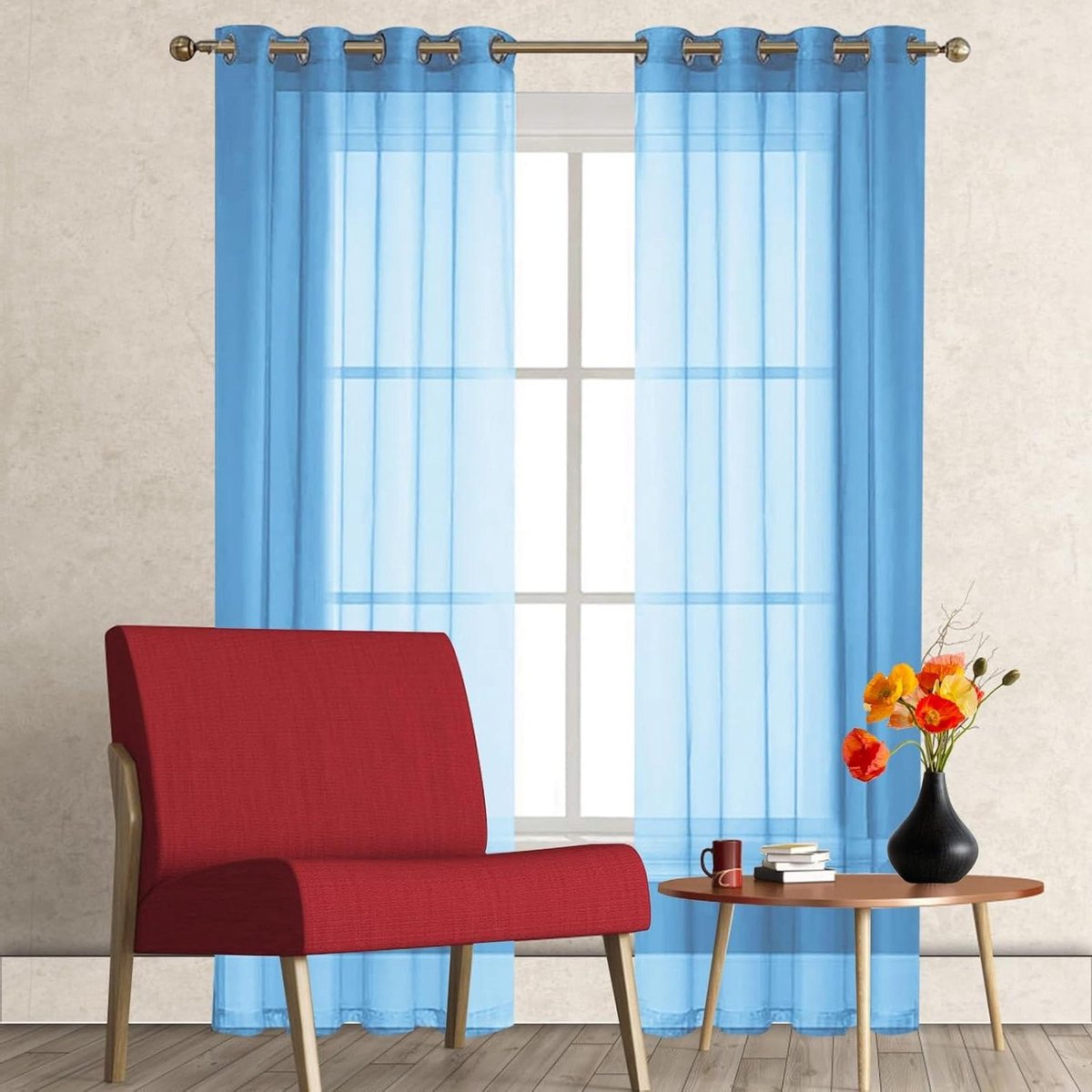Verduisterende Gordijnen - Kant en klaar gordijn - Woonkamer decoratie - Met plooiband - 50 x 270 cm - Hemelsblauw