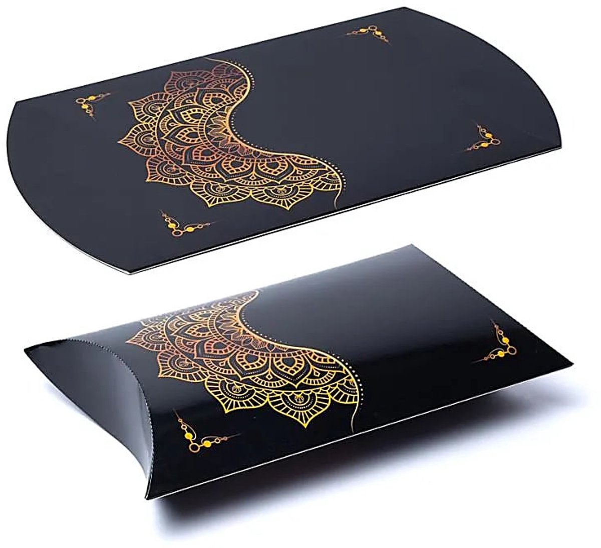Kussendoos L Zwart Goud Mandala Bloem --pakket van 10 stuks - 23,5x20,3cm - 23.5x20.3cm