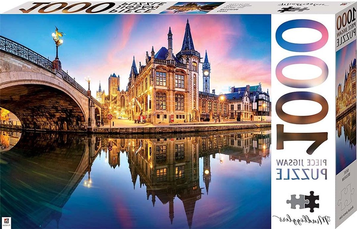 Puzzel Gent - Stadspuzzel België - Ontspannen Tijdverdrijf - Gedetailleerd Stadsbeeld - 1000 Stukjes - Meerdere Kleuren