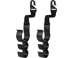 Autostoel Hoofdsteun Haak - Auto Organizer Hanger - Auto Opruimen - 3 Haken Per Stuk - 2 Stuks - Zwart