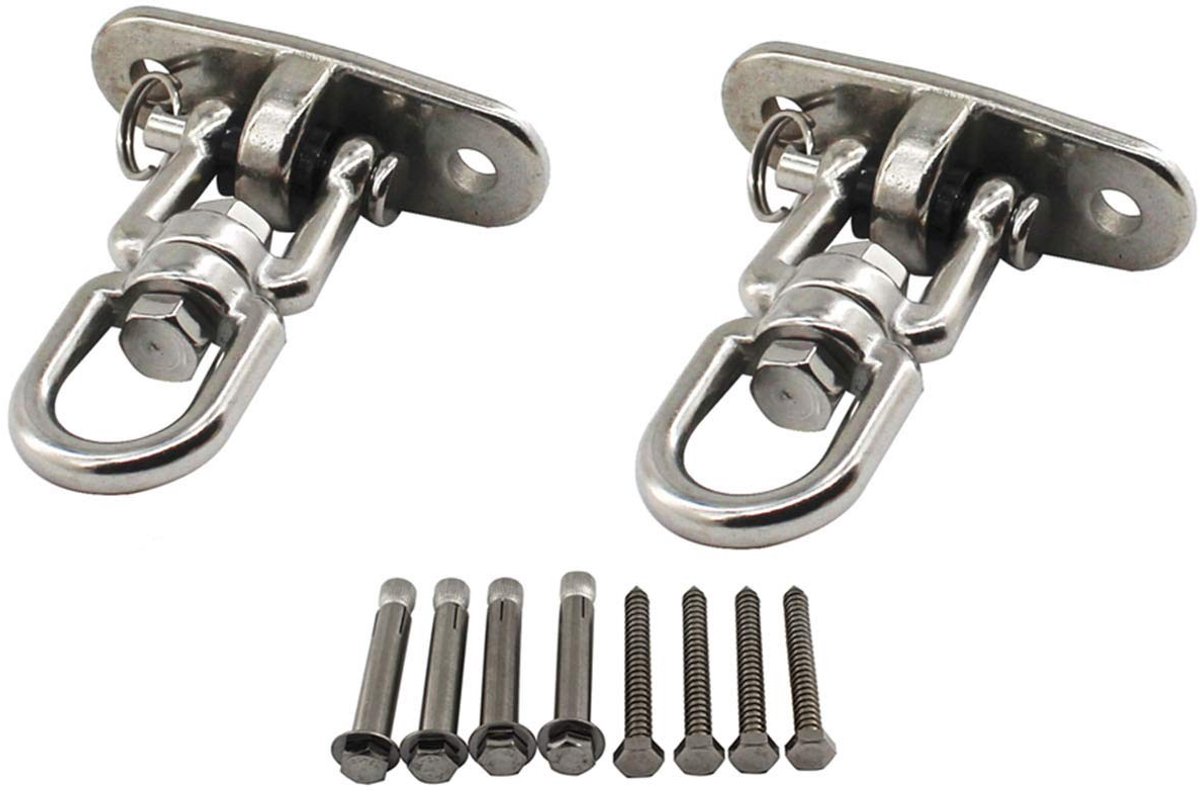 ONF3 - 304 rvs schommelhanger - 360° draaibaar - Zware swing gesp - Zilver - Hangmat bevestiging - Geschikt voor houten en beton oppervlakken