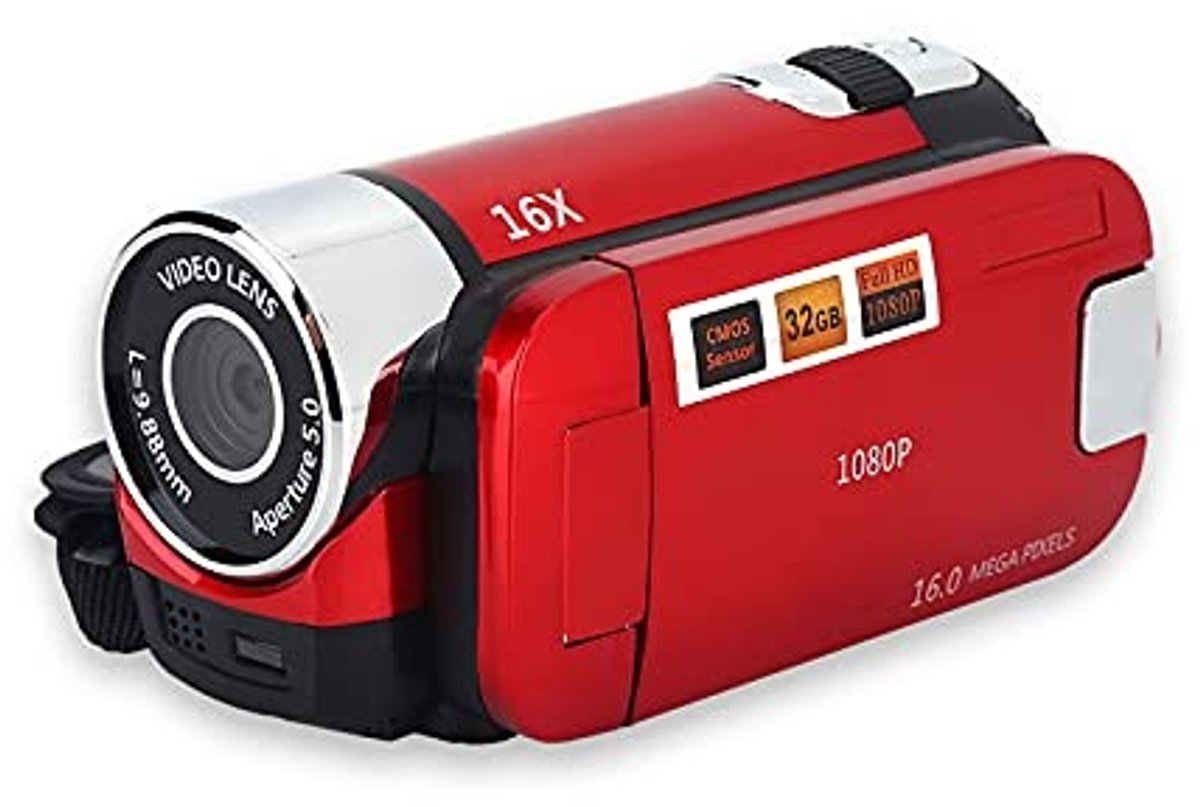 Store_7 - Digitale Videocamera - HD Camera - 270 graden draaibaar - Rood - Vintage Stijl - Ideaal voor thuisgebruik en reizen - Compact model