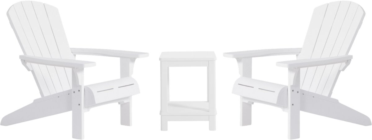Keter Troy Adirondack Tuinstoelen + Deluxe bijzettafel - Wit