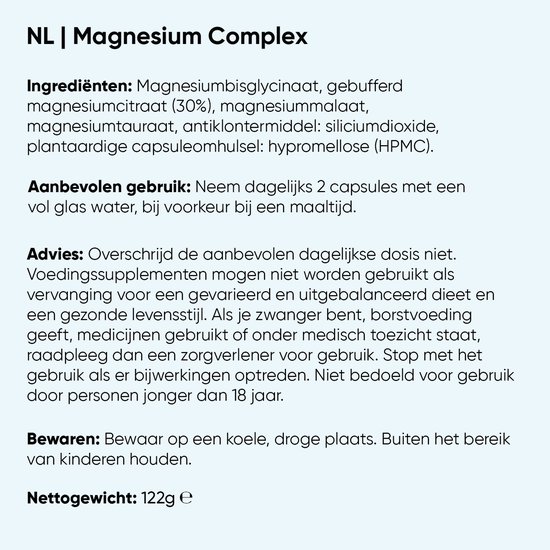 Informatie over de ingrediënten en het gebruik van WeightWorld Magnesium Complex.