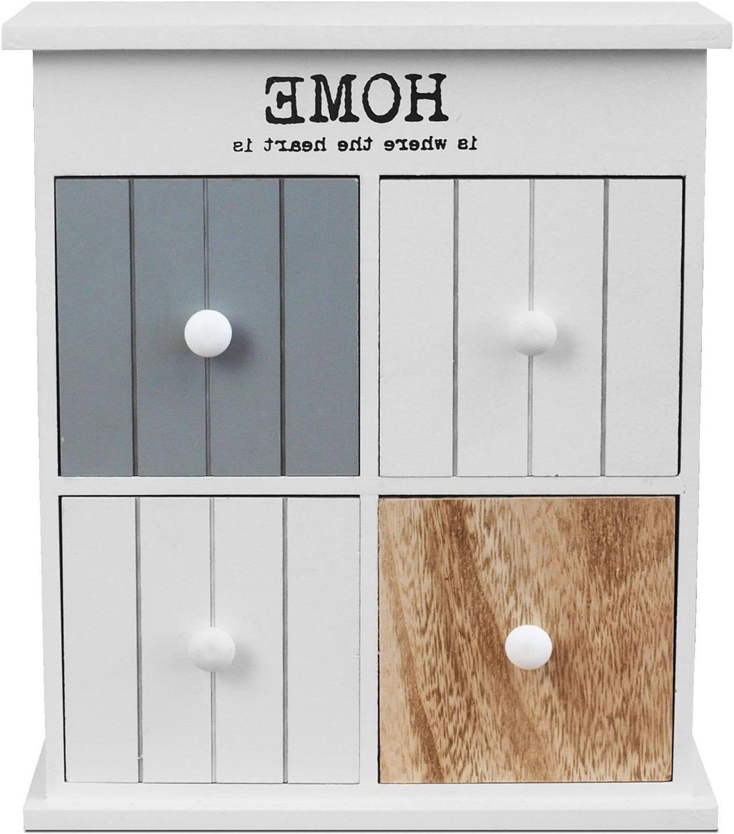 Houten Ladekast - Opbergkast Tafel Top - Thuis Kantoor Opslag - Zachte Sluiting - 27 cm - Hout