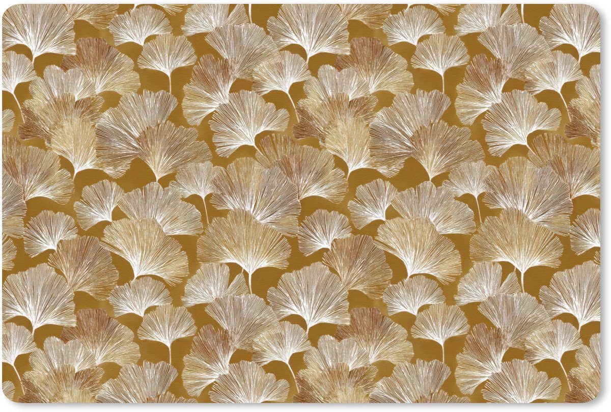 Muismat 13x8 cm - Mousepad Ginkgo - Bladeren - Goud - Muismatten