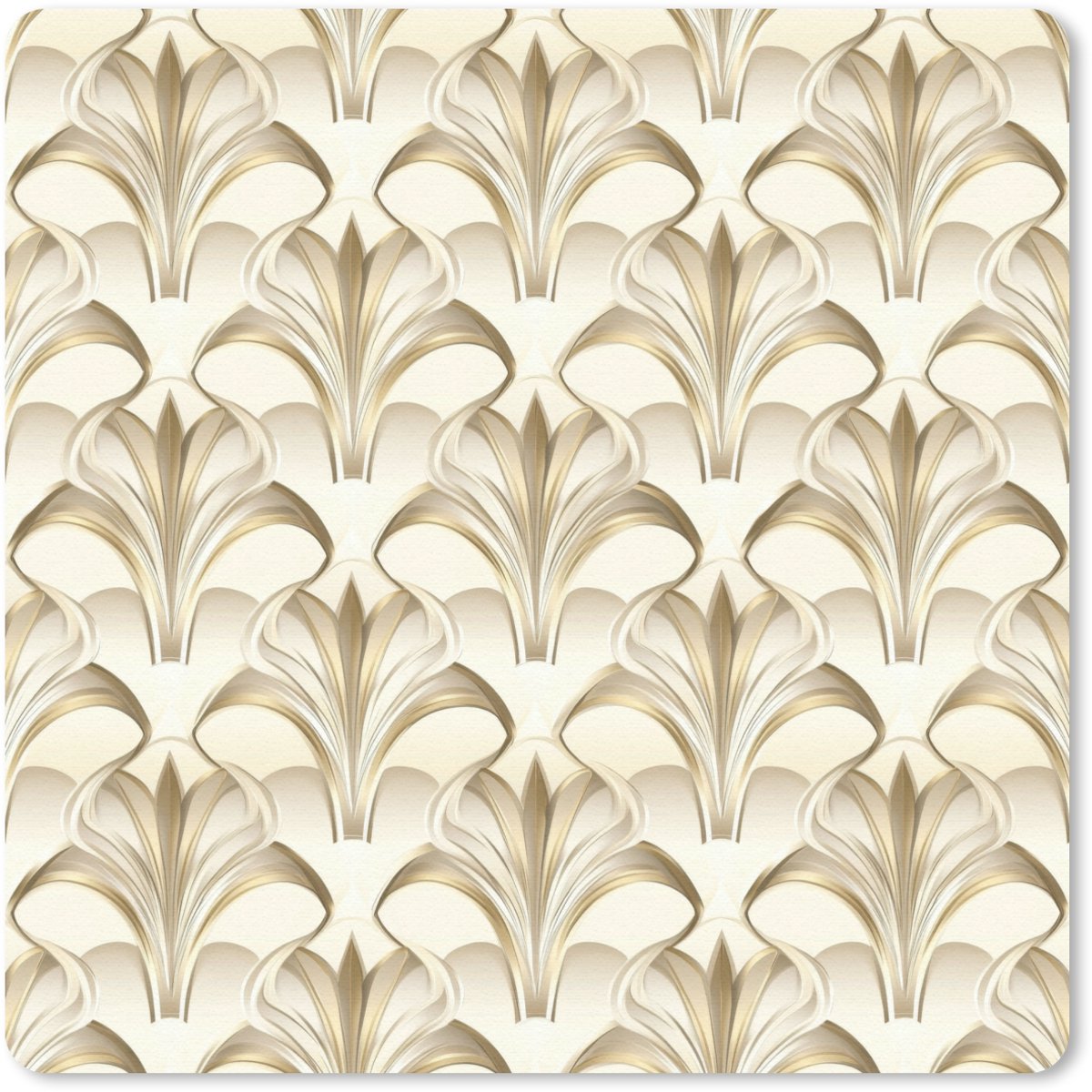 Muismat 20x20 cm - Mousepad Ornament - Barok - Goud - Muismatten