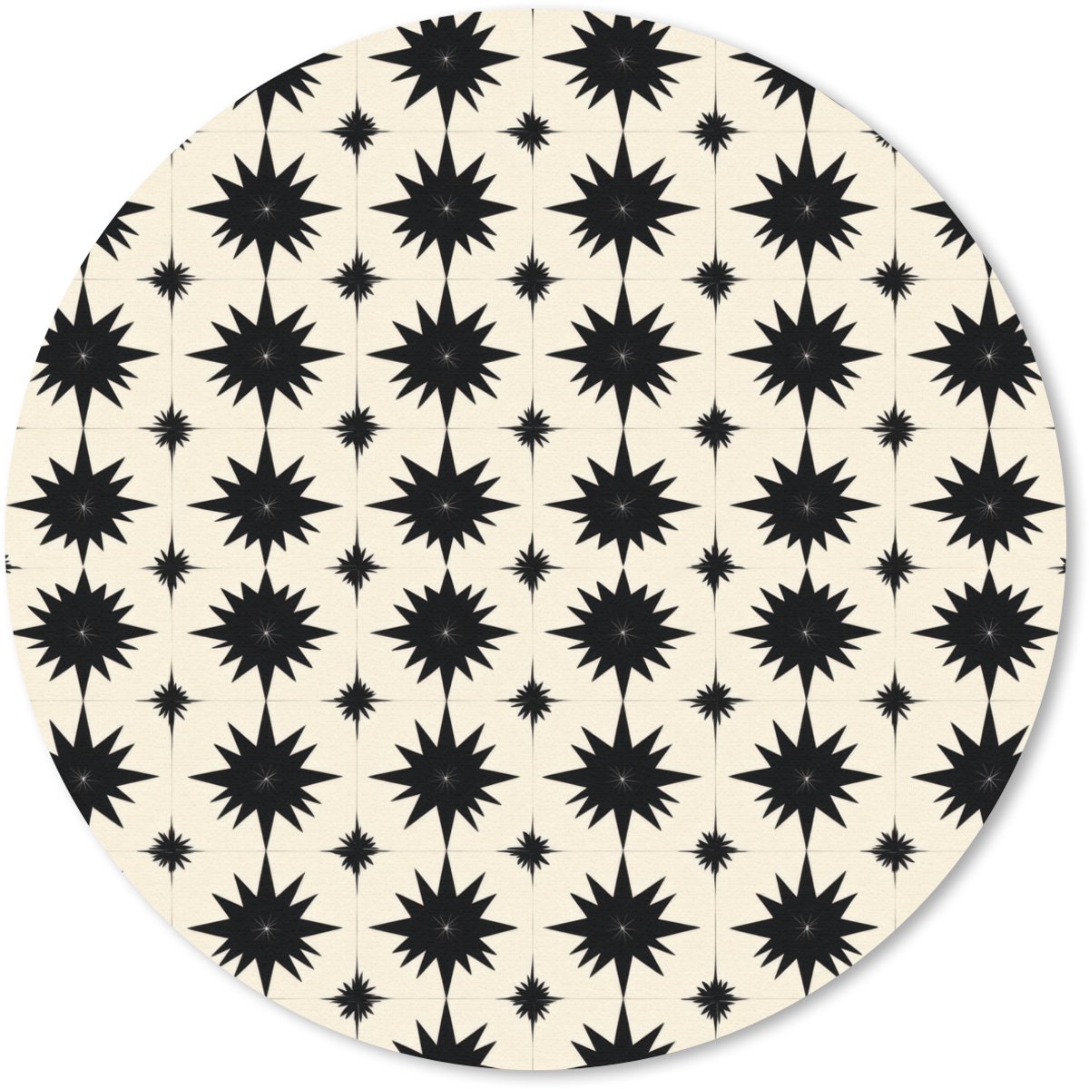 Muismat rond 20x20 cm - Mousepad Stervormen - Geometrisch - Zwart - Ronde muismatten