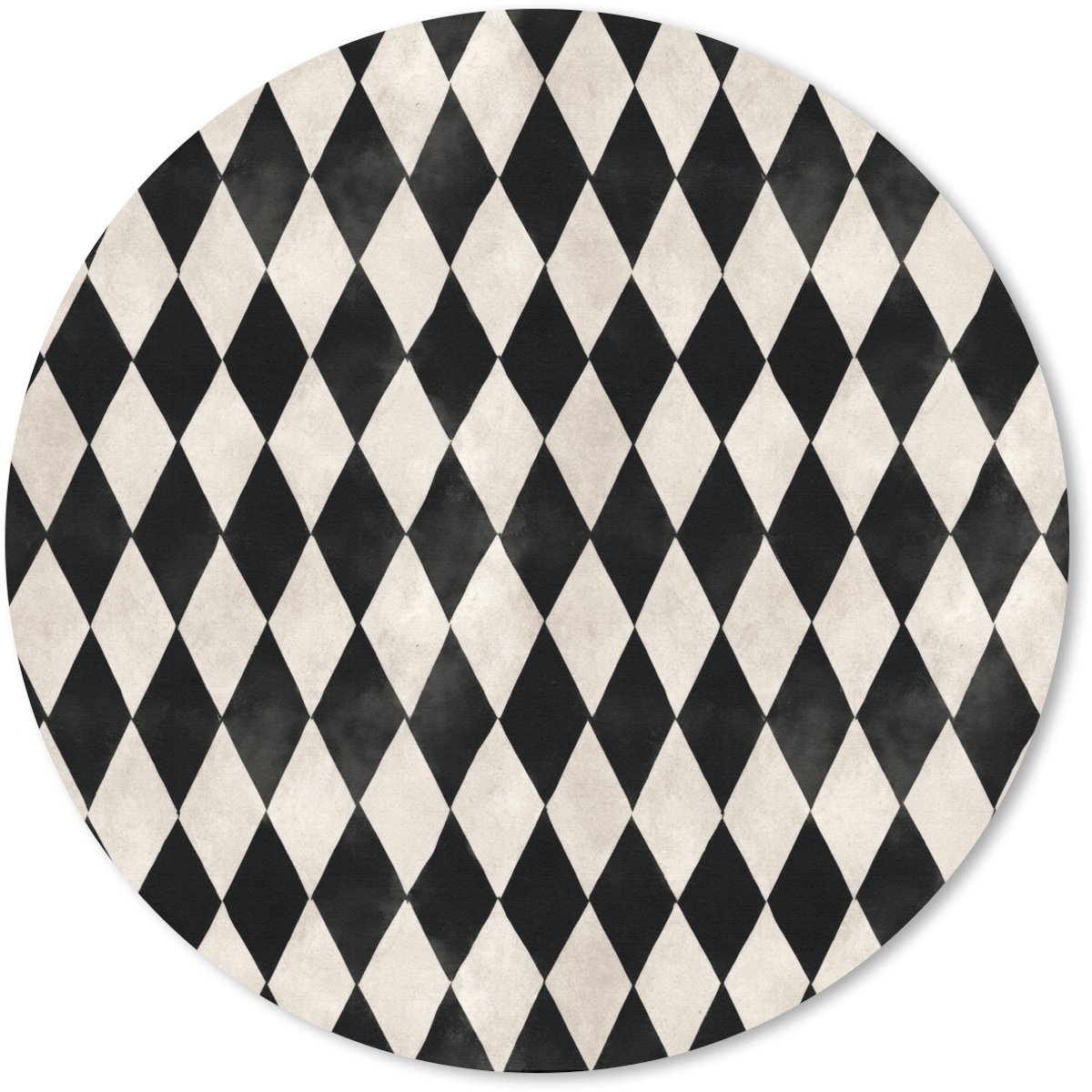 Muismat rond 50x50 cm - Mousepad Klassiek - Patroon - Zwart - Ronde muismatten