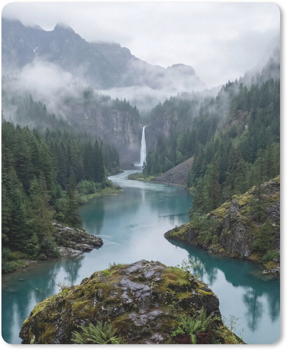 Muismat 12x16 cm - Mousepad Waterval - Bomen - Bergen - Muismatten