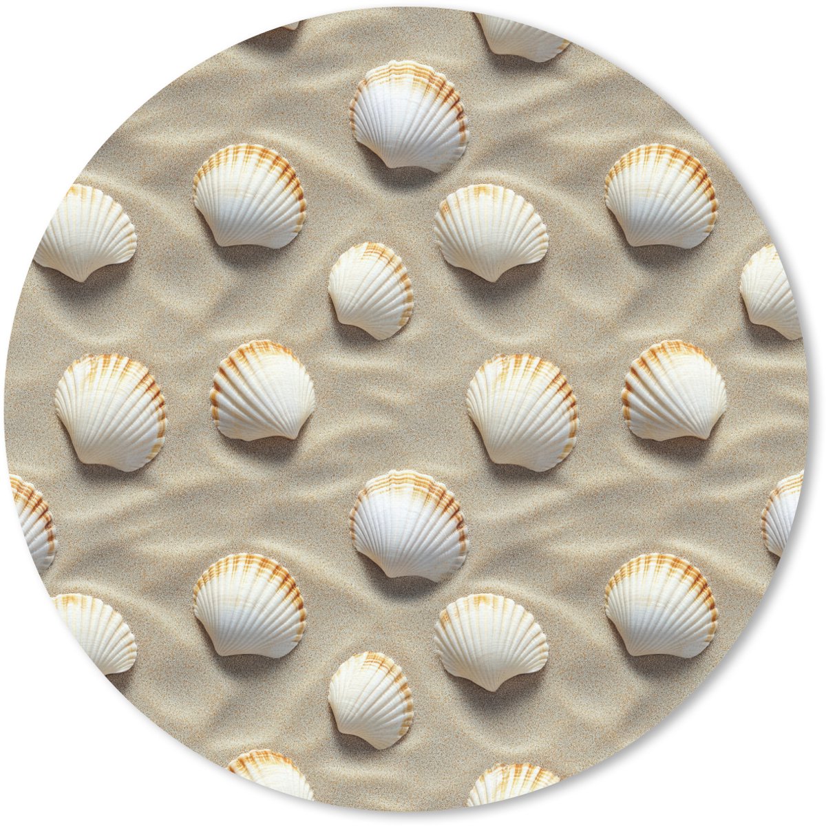 Muismat rond 40x40 cm - Mousepad Schelpen - Zand - Maritiem - Ronde muismatten