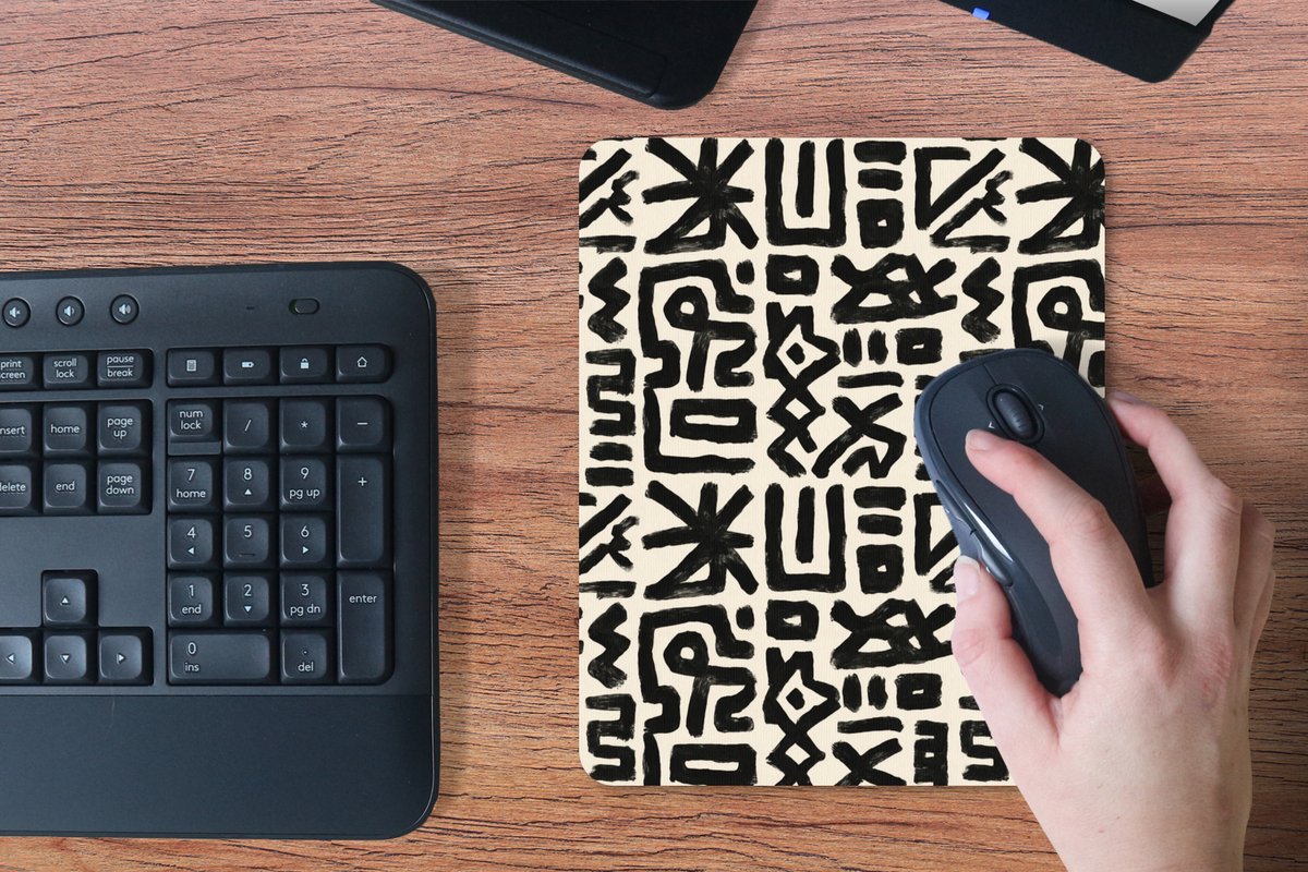 Muismat 12x16 cm - Mousepad Geometrisch - Figuren - Zwart - Muismatten
