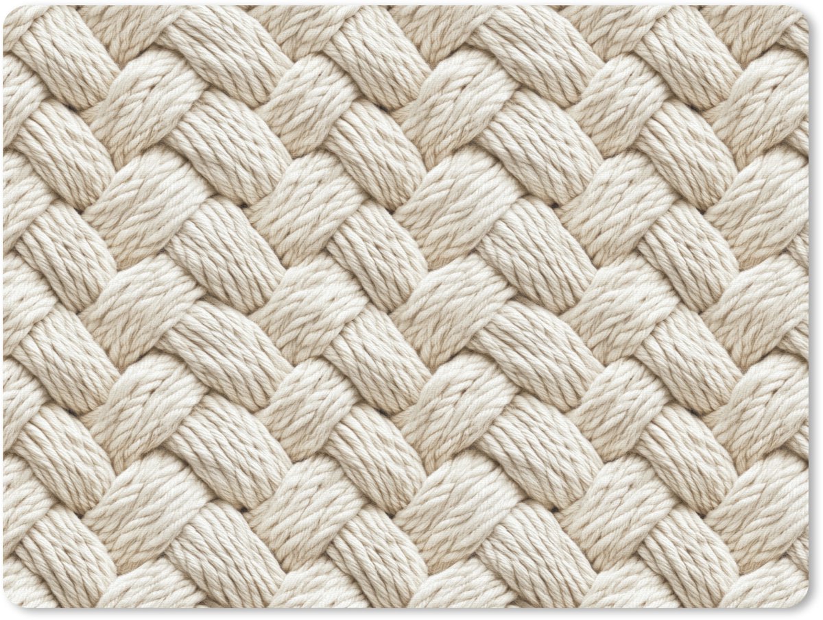 Muismat 12x10 cm - Mousepad Touw - Gebreid - Beige - Muismatten