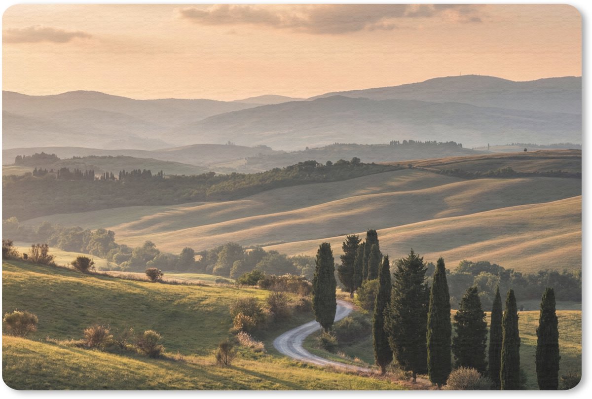Muismat 13x8 cm - Mousepad Toscaans - Landschap - Heuvels - Muismatten