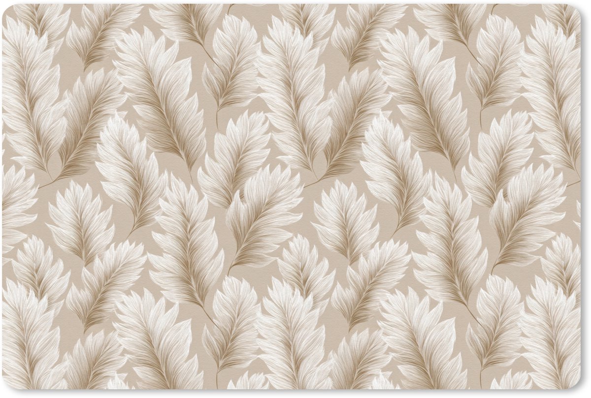 Muismat 13x8 cm - Mousepad Botanisch - Patroon - Beige - Muismatten