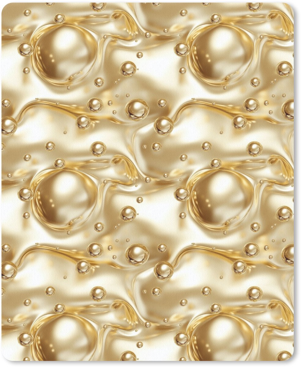 Muismat 12x16 cm - Mousepad Vloeibaar - Druppels - Goud - Muismatten
