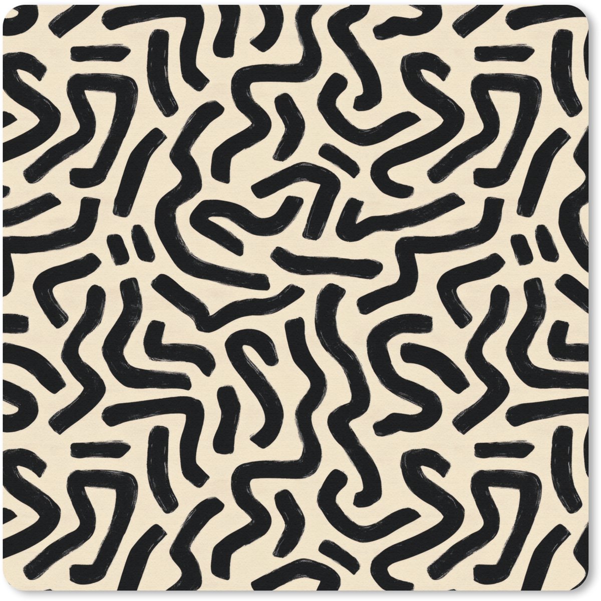 Muismat 30x30 cm - Mousepad Abstract - Lijnen - Zwart - Muismatten