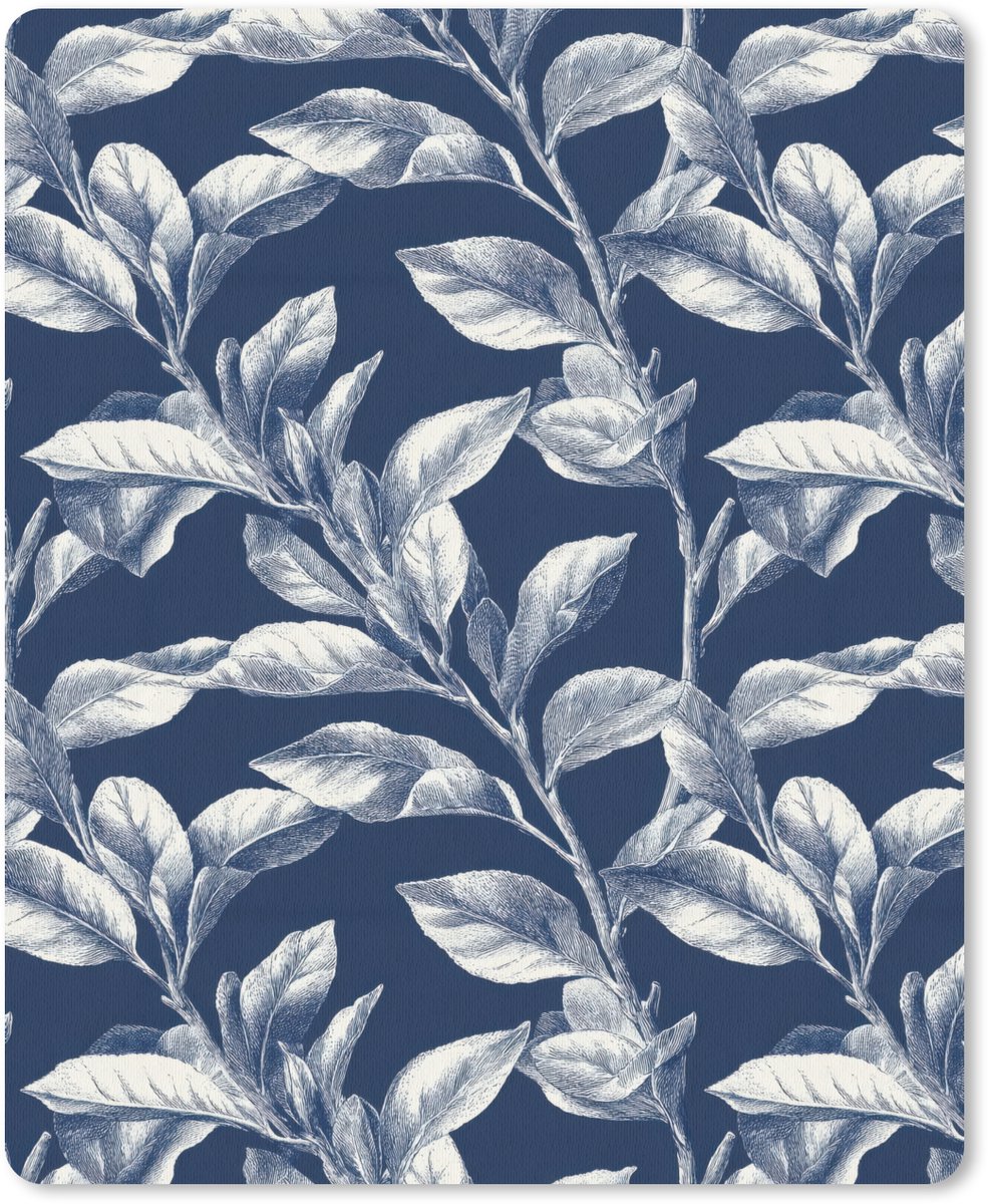 Muismat 12x16 cm - Mousepad Botanisch - Patroon - Blauw - Muismatten