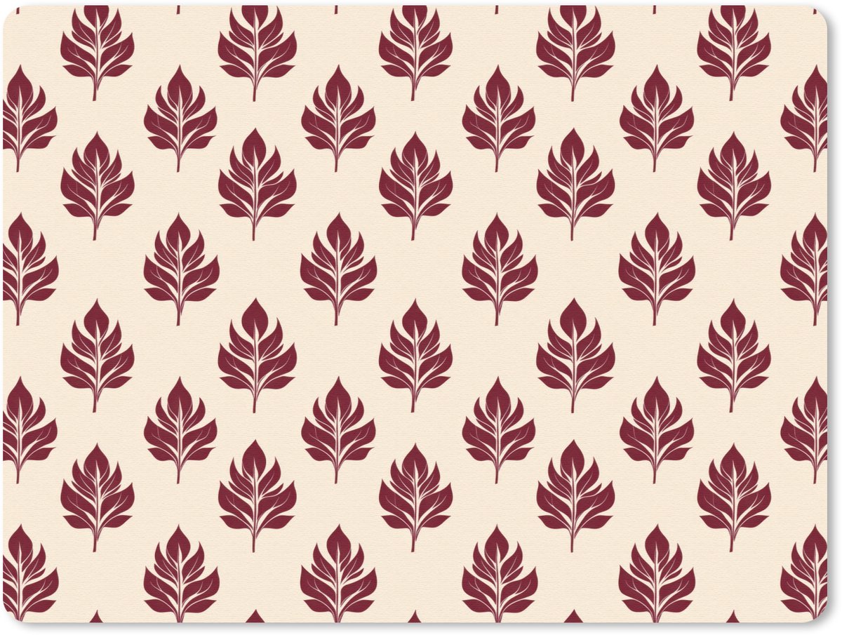 Muismat 12x10 cm - Mousepad Botanisch - Patroon - Bordeaux - Muismatten
