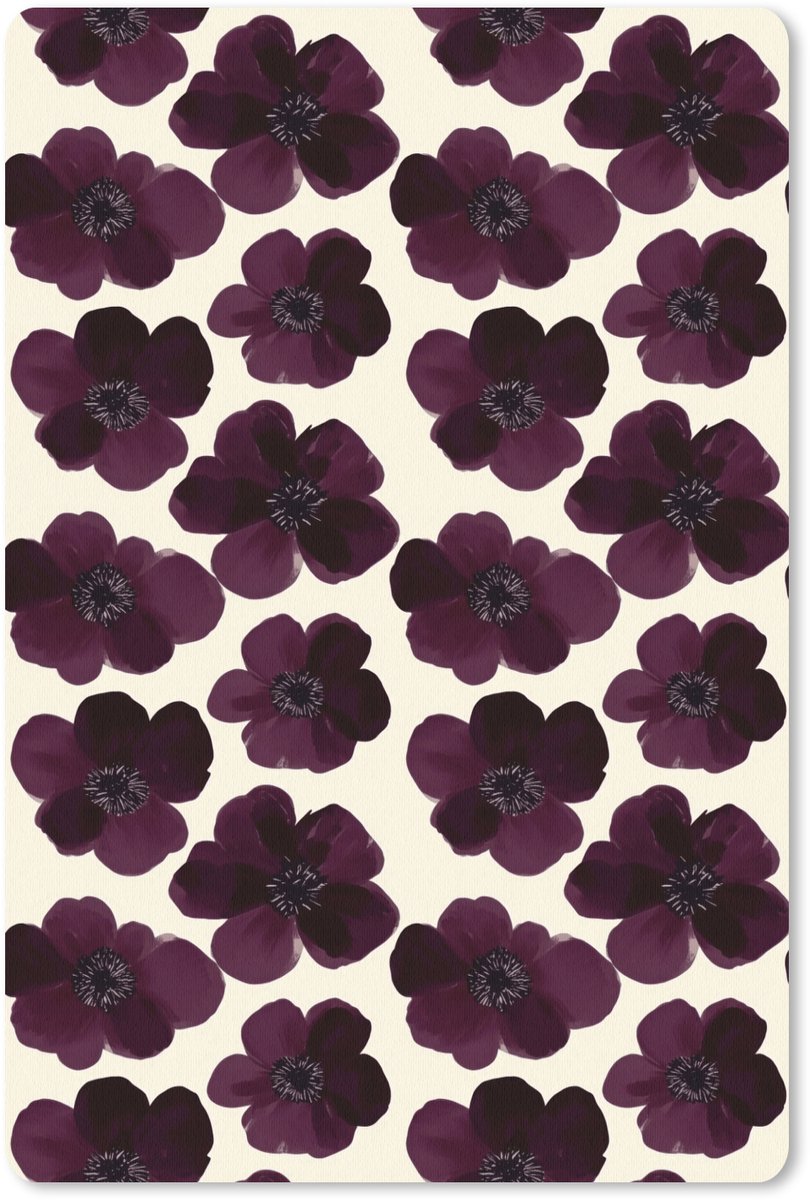Muismat 13x20 cm - Mousepad Bloemen - Aquarel - Paars - Muismatten
