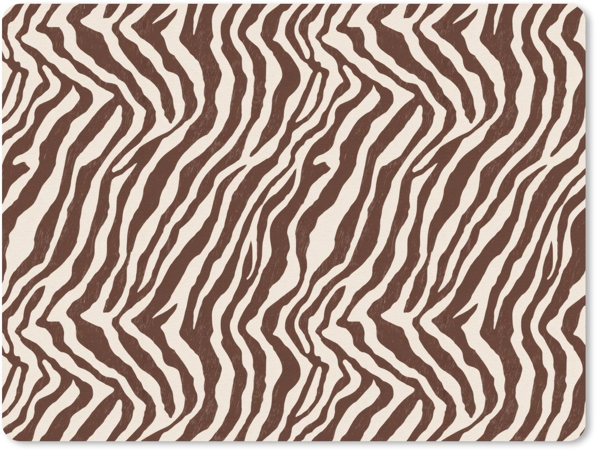 Muismat 12x10 cm - Mousepad Zebra - Patroon - Zwart - Wit - Muismatten