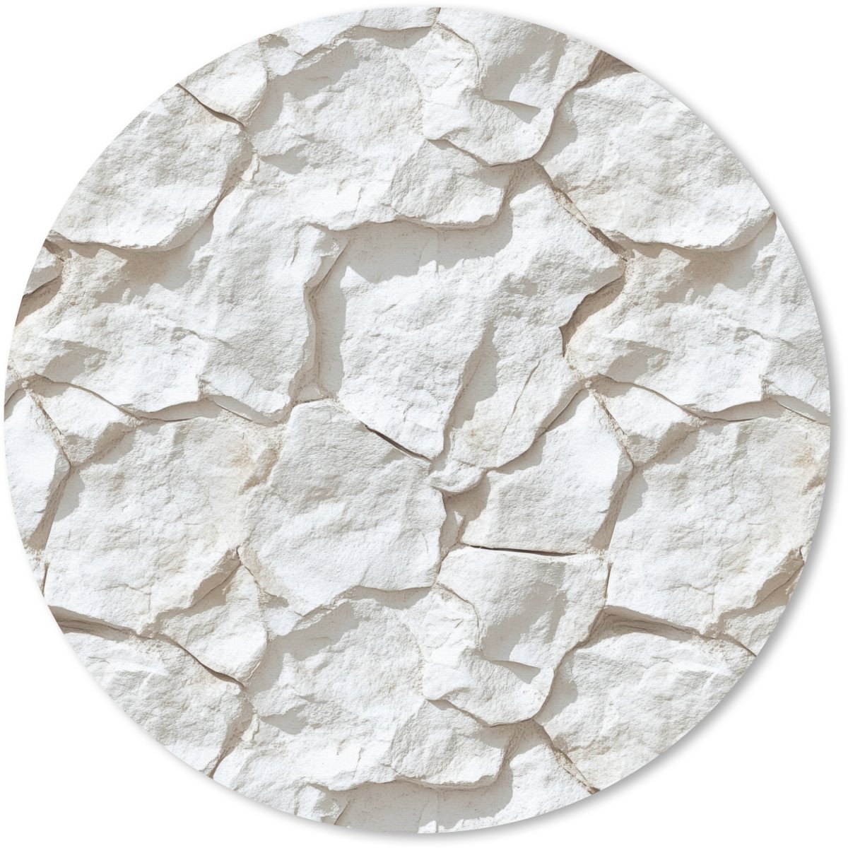 Muismat rond 30x30 cm - Mousepad Structuur - Rots - Wit - Ronde muismatten