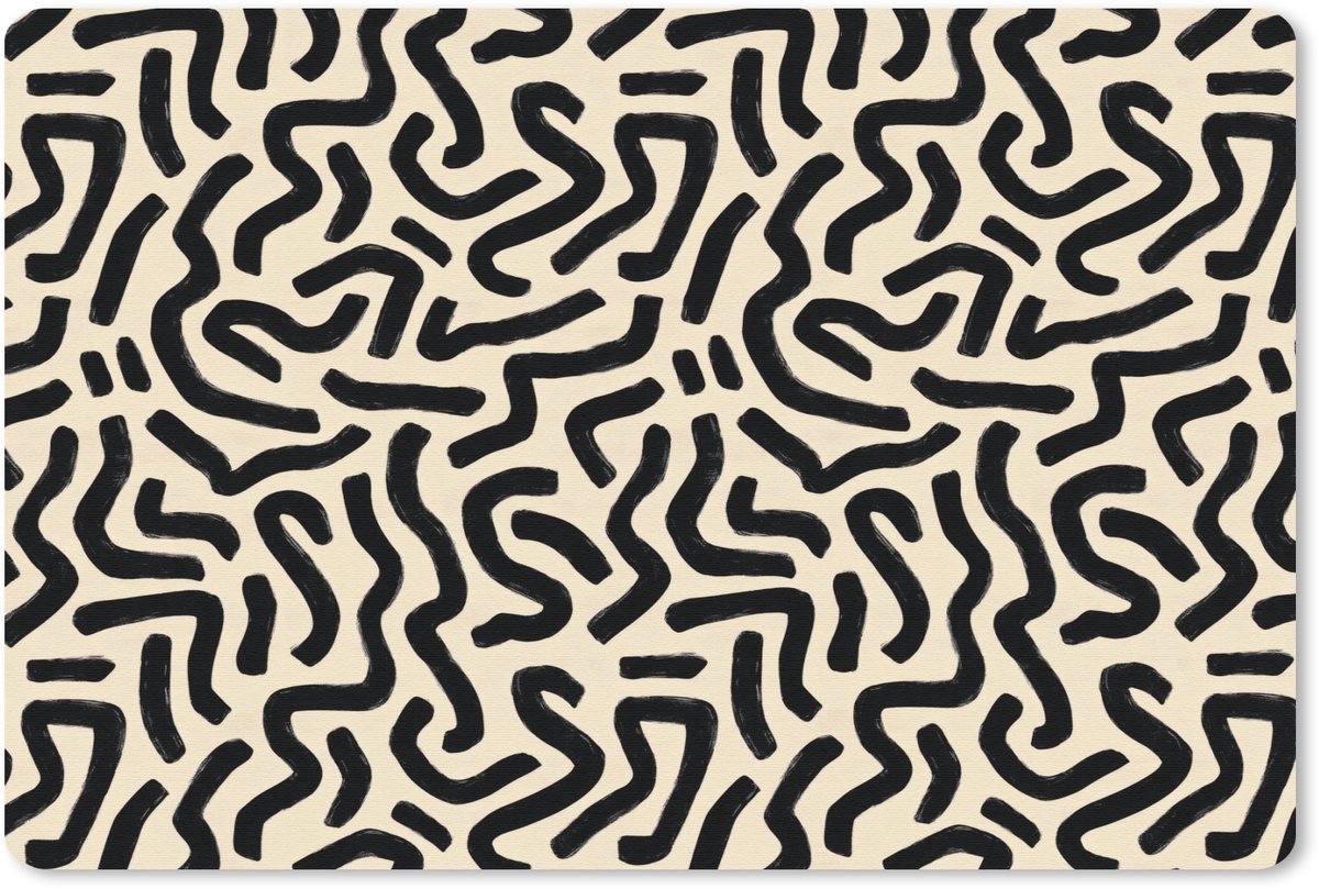 Muismat 13x8 cm - Mousepad Abstract - Lijnen - Zwart - Muismatten