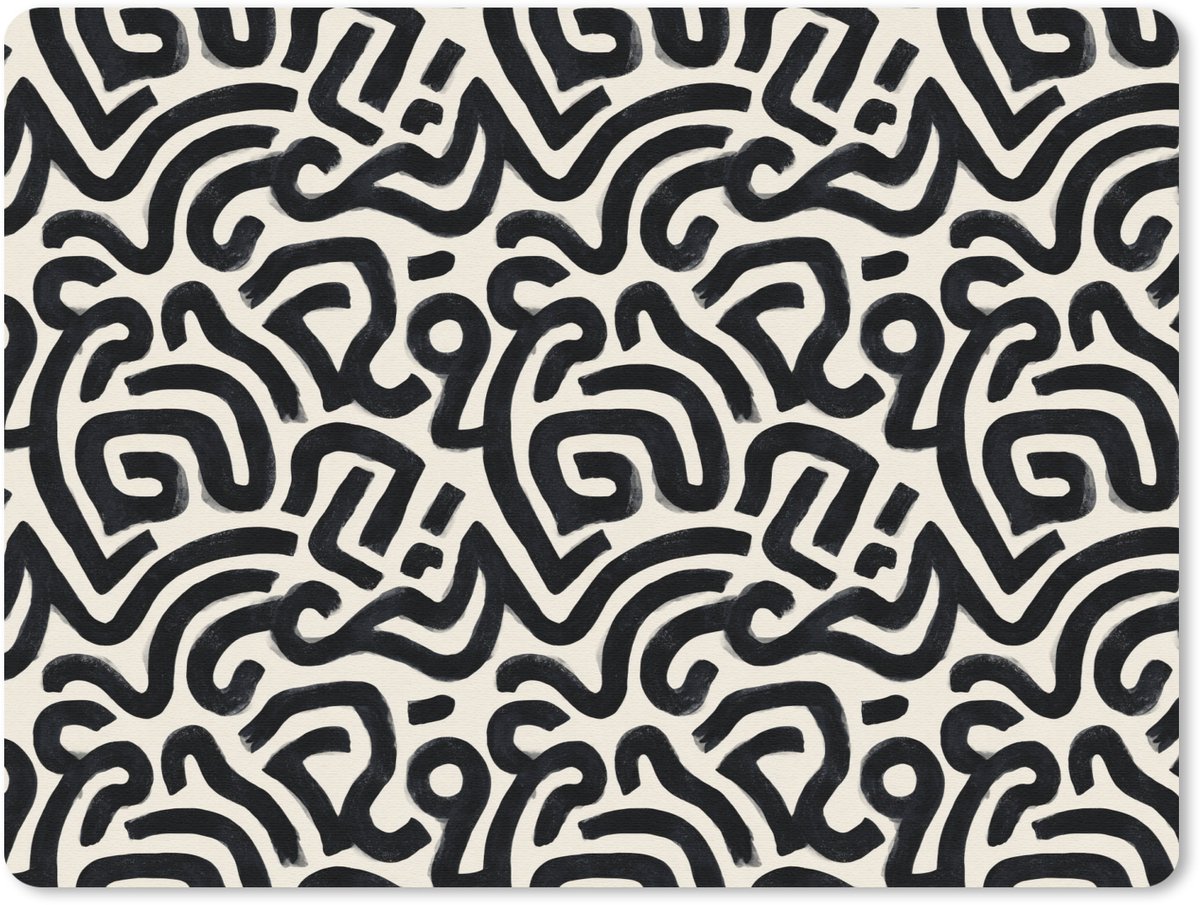 Muismat 12x10 cm - Mousepad Modern - Abstract - Zwart - Muismatten