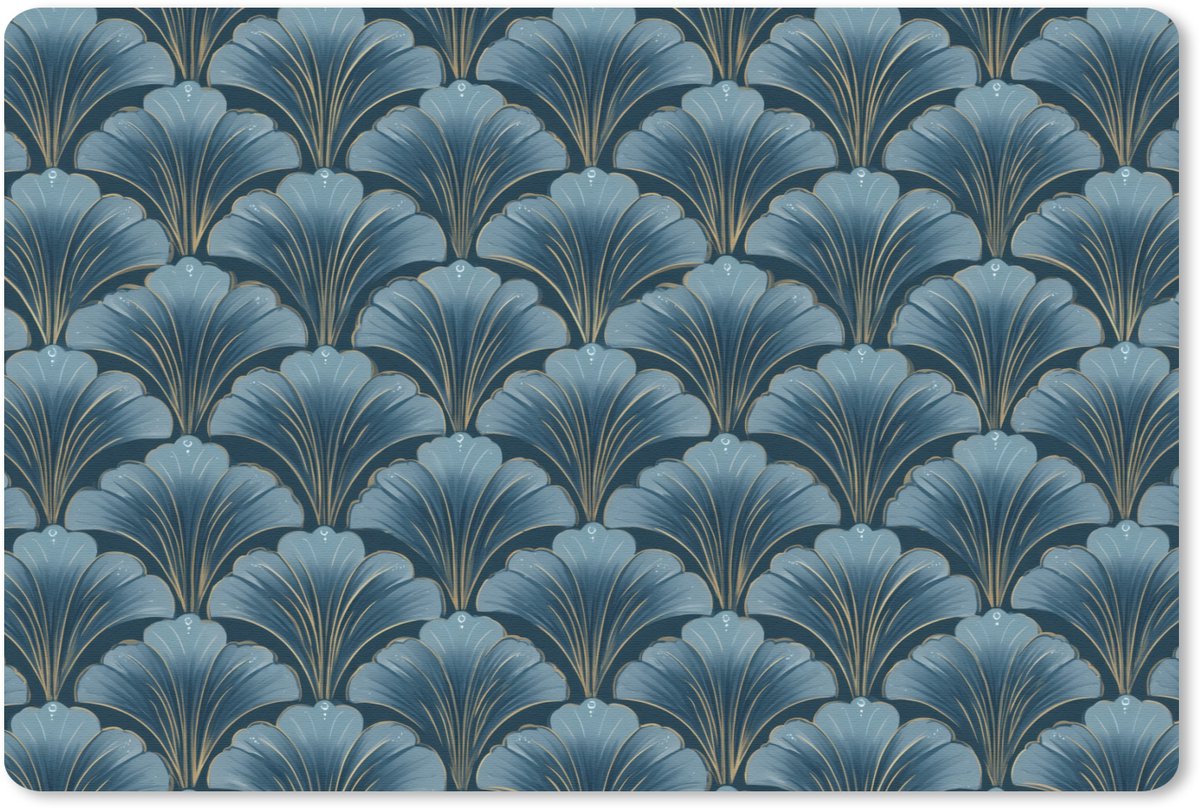 Muismat 13x8 cm - Mousepad Patroon - Ginkgoblad - Blauw - Muismatten