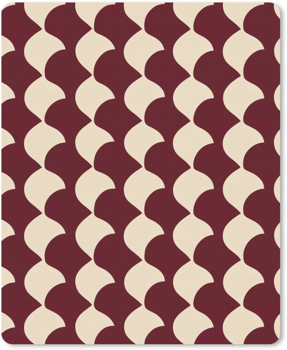 Muismat 12x16 cm - Mousepad Rood - Tegelpatroon - Crème - Muismatten