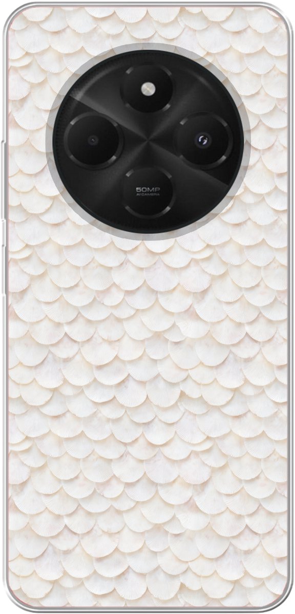 Telefoonhoesje Geschikt voor Xiaomi Geschikt voor Poco C75 (5G) hoesje - Schubben - Wit - Elegant - Siliconen Telefoonhoesje Telefoonhoesje