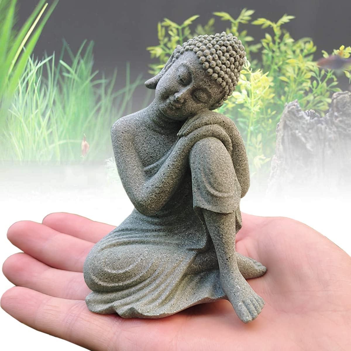 livelyfish Aquarium Boeddha standbeeld Japanse aquarium decoraties Heavy-Duty mediteren Boeddha voor Aquarium Fish Tank Zen Buda beeldje sculptuur Decor, A