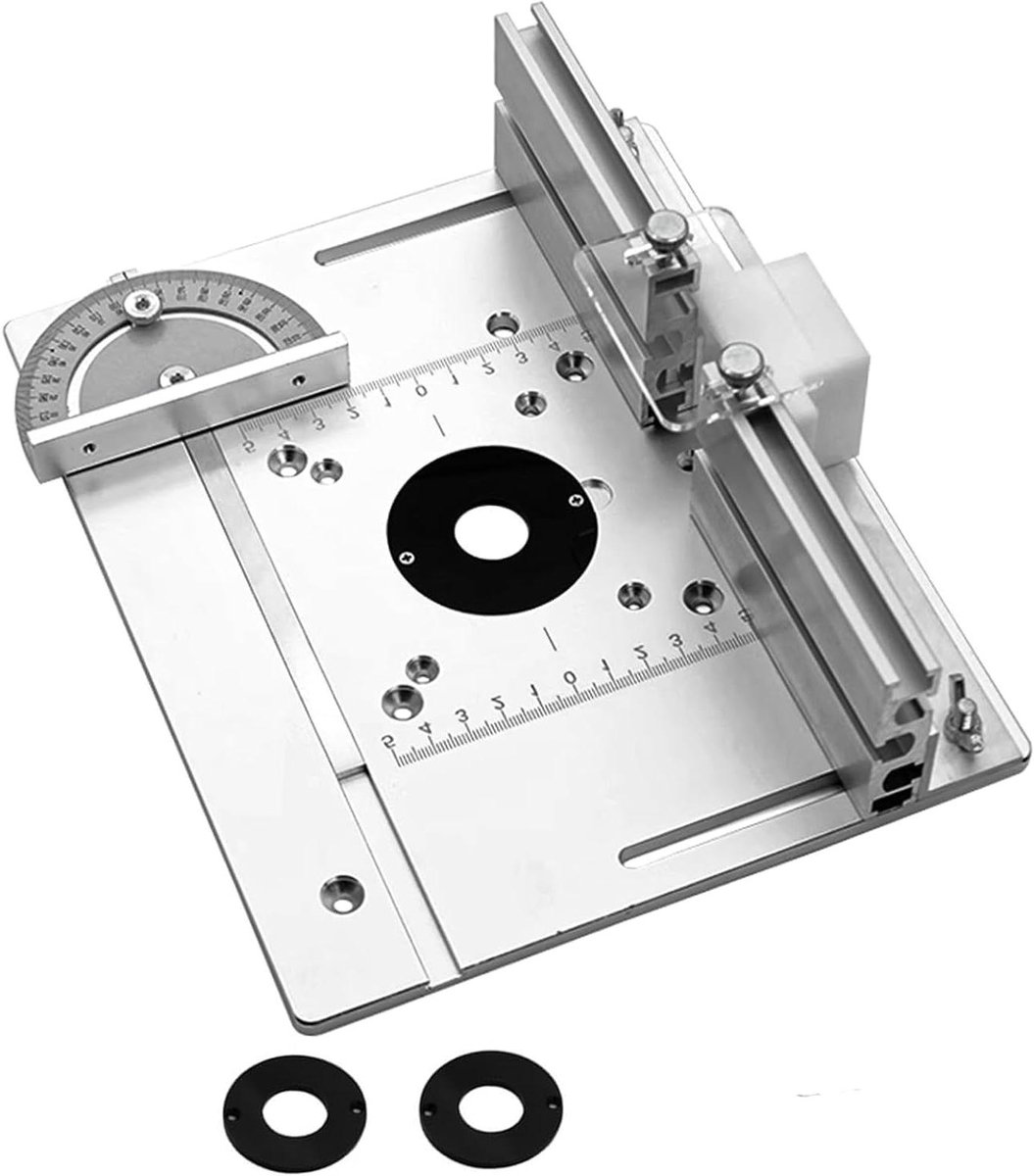 Set van 3 Milling Table Insert Platen, Aluminium Legering, Milling Table Insert Plate voor Routers, Router Table Insert Plate, Zilver Milling Plate Graveren Tool met Mitre Gauge