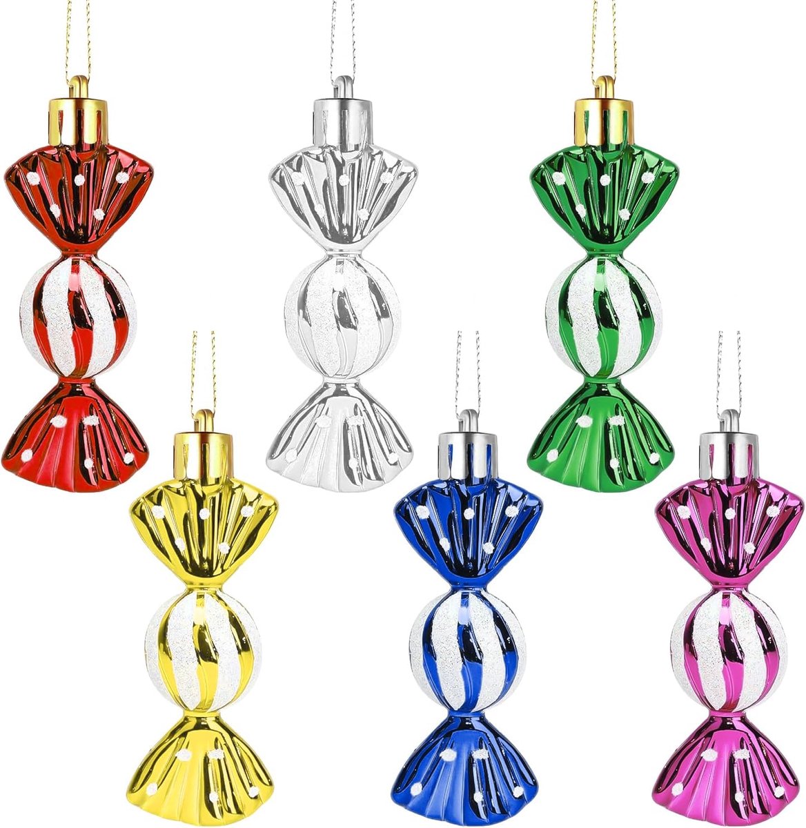 Kerstboom Snoep Ornamenten – Glanzende Pendant Ballen 8.5cm Snoep Mold voor Kerstfeest en Thuisdecoratie