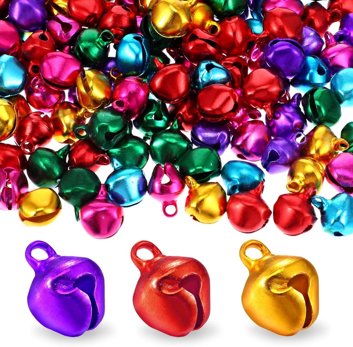 Kleine metalen belletjes voor ambachten - 150 kleurrijke belletjes voor sieraden en feestdecoratie