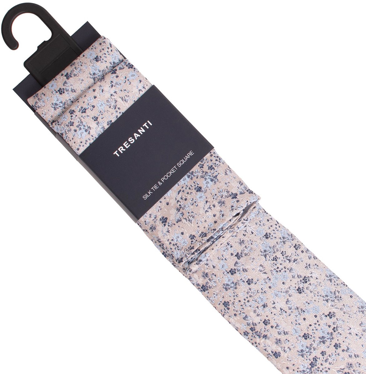 TRESANTI | GLAUCO | Silk tie and pocket square set featuring delicate wildflowers | Sky Blauw