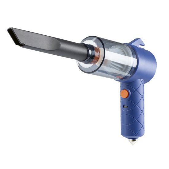CLEANmaxx accu-handstofzuiger in een 6-delige set | Draadloze en zakloze handstofzuiger | 2-in-1 met zuig- en blaasfunctie | Ideaal voor in de auto, kruimels en dierenharen | Inclusief noodhamer en gordelsnijder