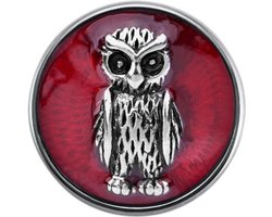 Quiges - Dames Click Button Drukknoop 18mm Uil Bruin - EBCM281