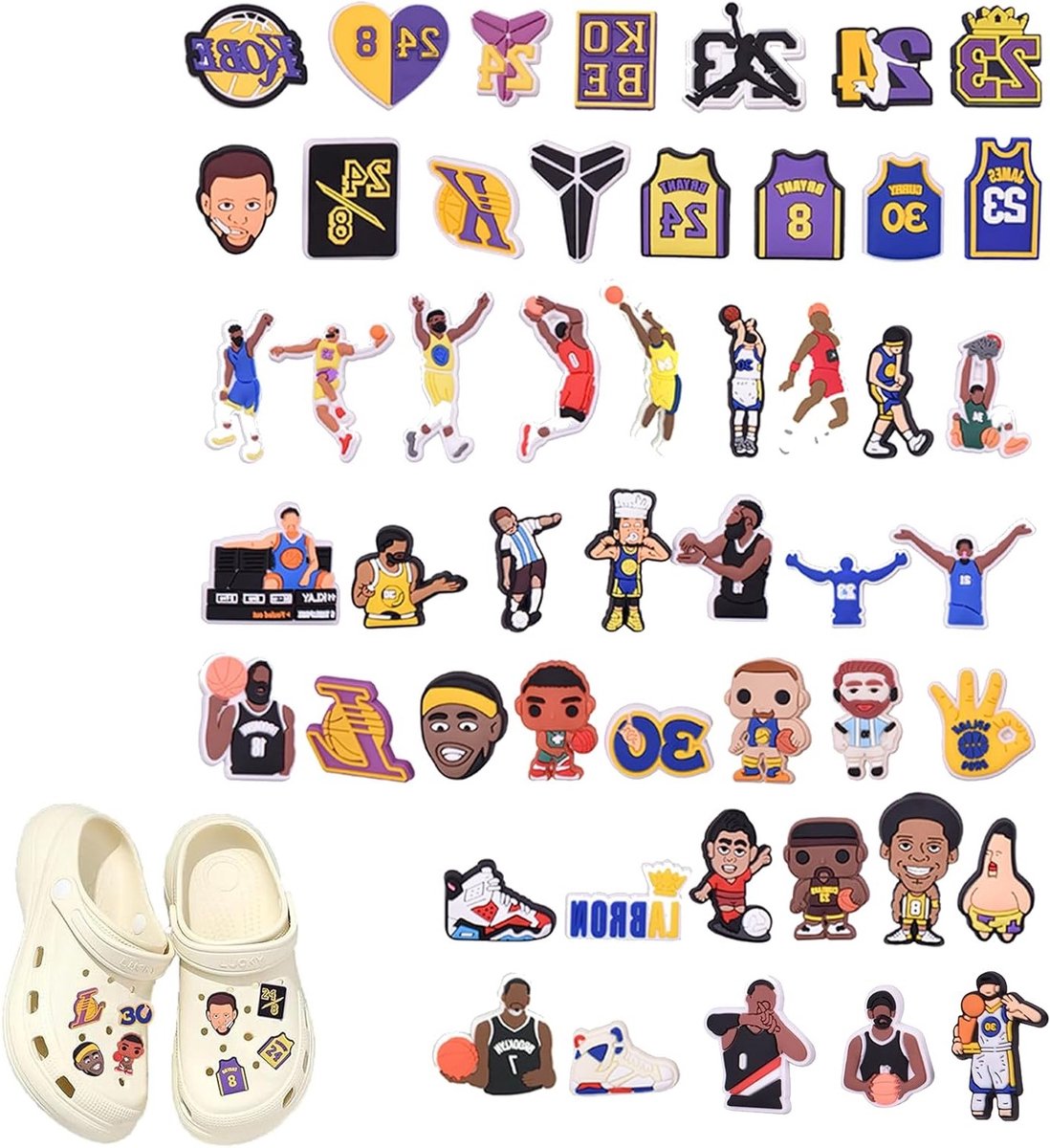 50 Stuks Basketball Schoen Charms - Waterdichte PVC DIY Schoenaccessoires voor Creatieve Schoenontwerpen, 2cm x 2cm x 1cm