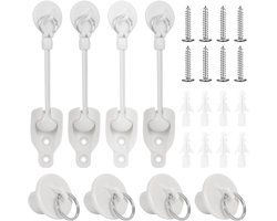 Onderdelen voor zonwering, elastische koordset en eindkappen, weerbestendig, geschikt voor Coolaroo buitenrolgordijnen, jaloezieën voor buiten, rolgordijnen - wit