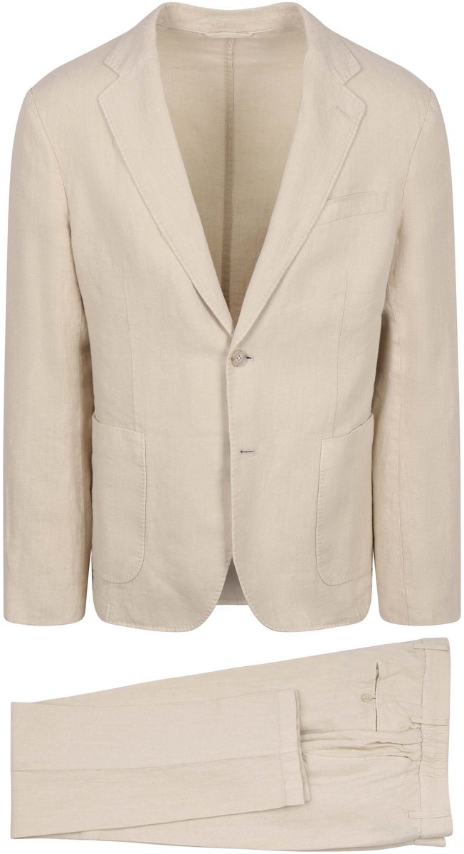 Suitable Washed Linen Suit Ecru - Maat 58 - Heren - Kostuum