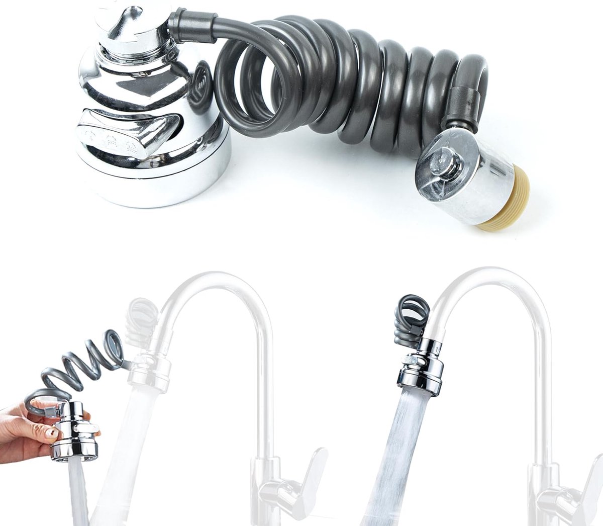 Multifunctionele kraanverlenging met 3 spuitvormen - kraanadapter voor keuken en badkamer kranen