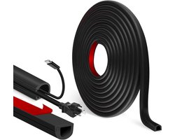 Kabel Organiser Set - 2 m - Kabel Management - Kabel Organiser - Kabelbuis - Kabelbeschermer - Zelfklevende kabelgoot voor wandmontage - zelfsluitende kabelmantel – Kabelmantel – Kabelsok – Spiraalband - voor wand en vloer - Zwart