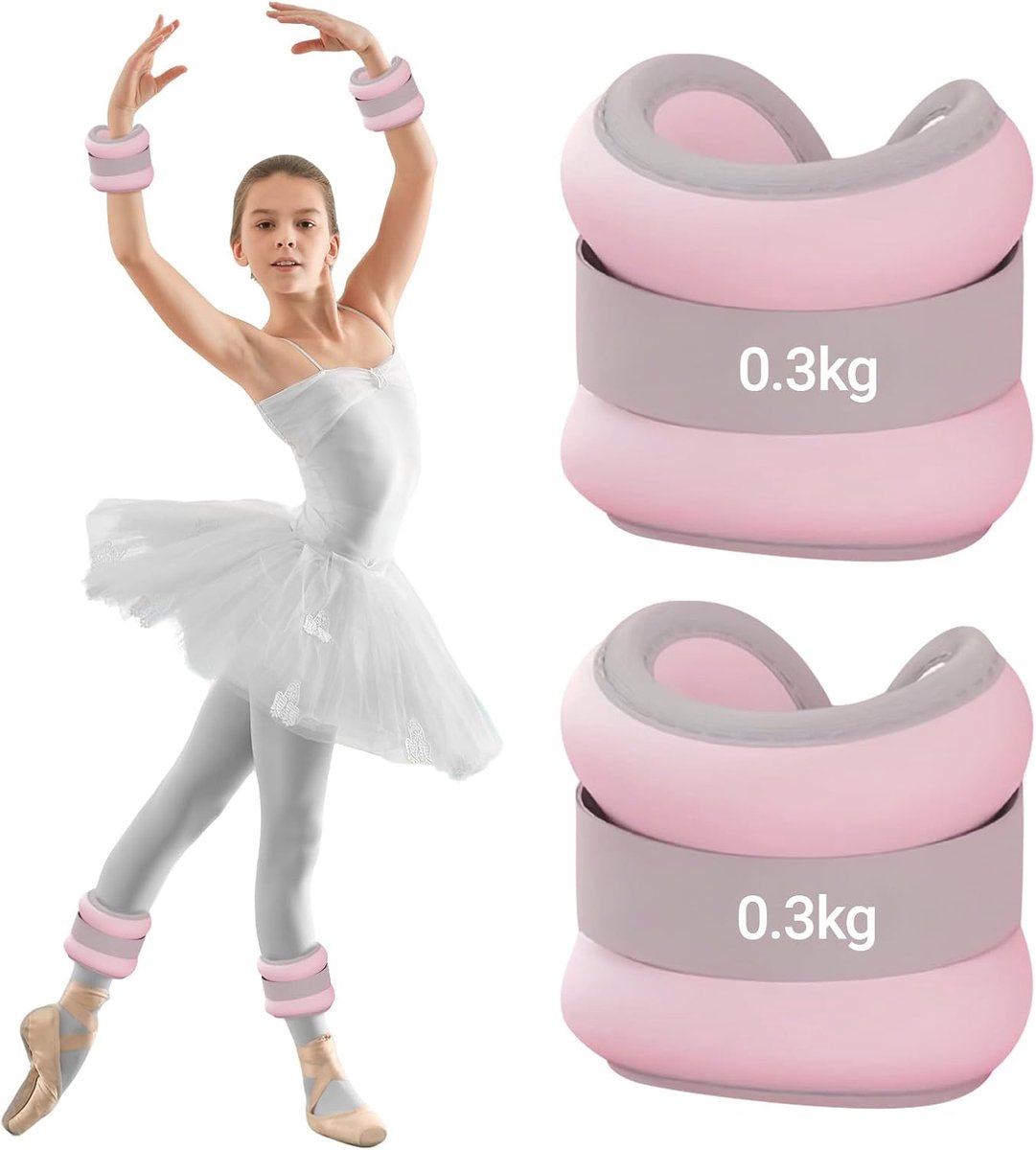 Weight cuffs - 2 stukken - 0.3 kg - verstelbare enkelgewichten - polsgewichten - geschikt voor beginners - kinderen - dansen - gymnastiek - yoga - joggen